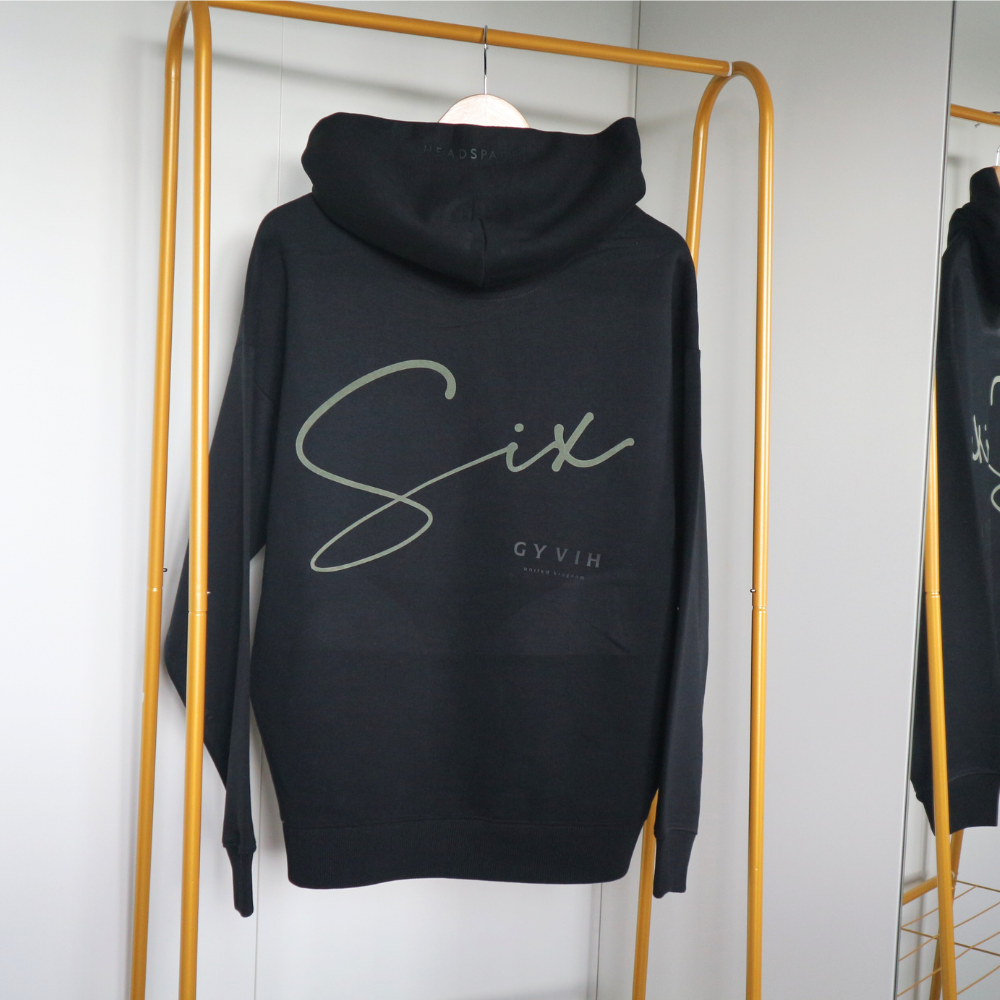 Six Hoodie | Got Your Six Headspace | Mental Health Hoodie | Black