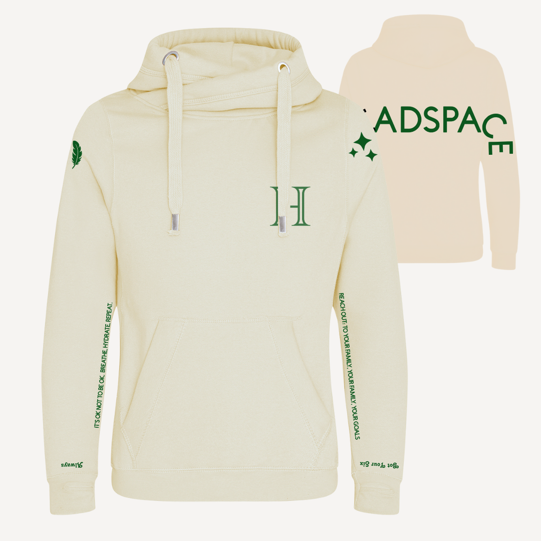 ALWAYS | Vanilla & Khaki Cross Neck Hoodie | Heavyweight Any Gender Hoodie