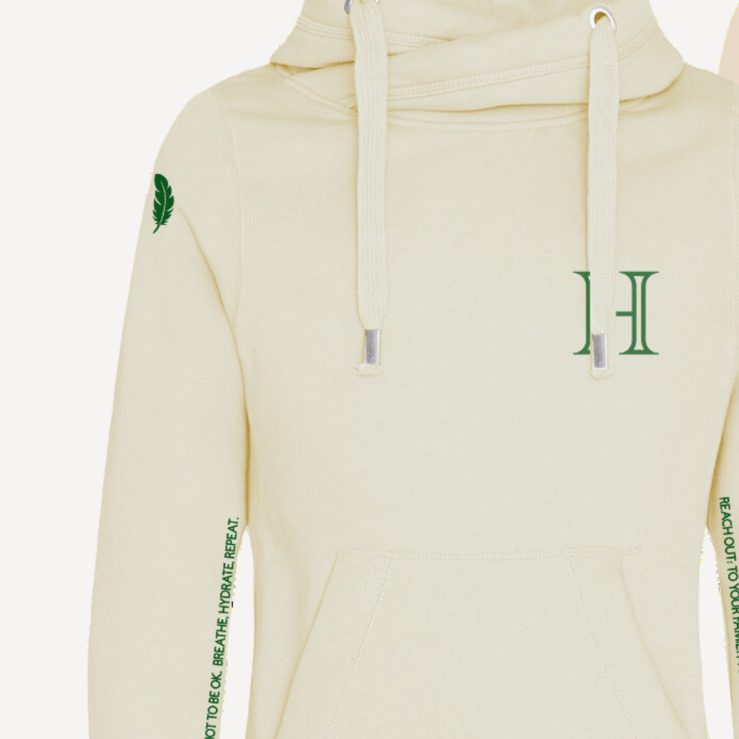 ALWAYS | Vanilla & Khaki Cross Neck Hoodie | Heavyweight Any Gender Hoodie