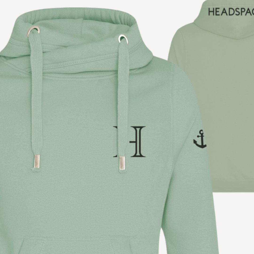 ANCHOR | Dusty Green Cross Neck Hoodie | Heavyweight Any Gender Hoodie