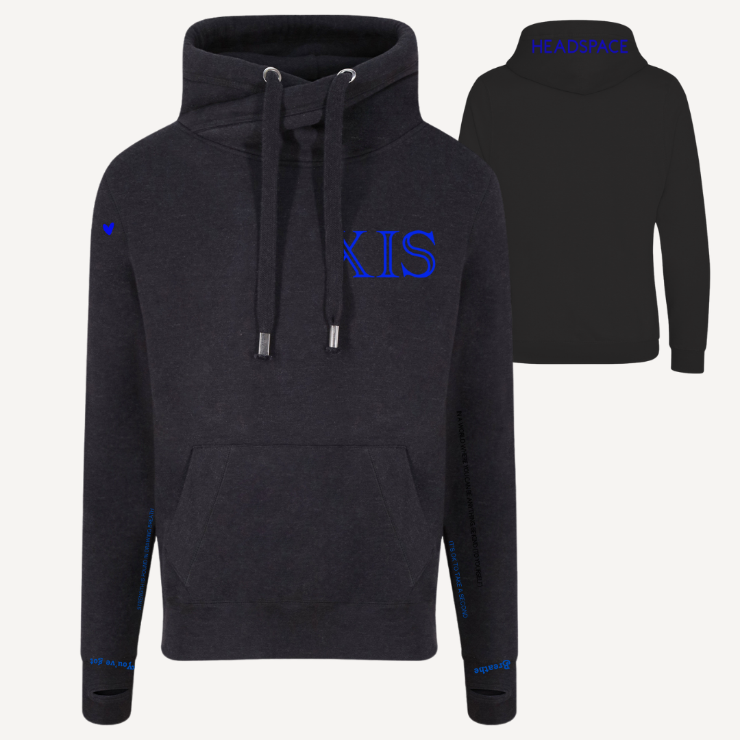 BREATH | Black Smoke Cross Neck Hoodie | Heavyweight Any Gender Hoodie