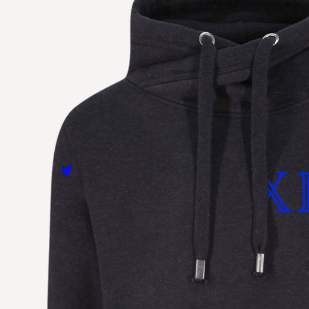BREATH | Black Smoke Cross Neck Hoodie | Heavyweight Any Gender Hoodie