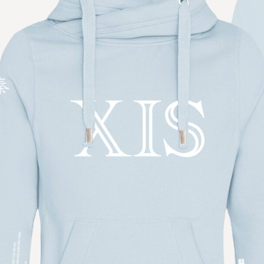 CALM | Light Blue Cross Neck Hoodie | Heavyweight Any Gender Hoodie
