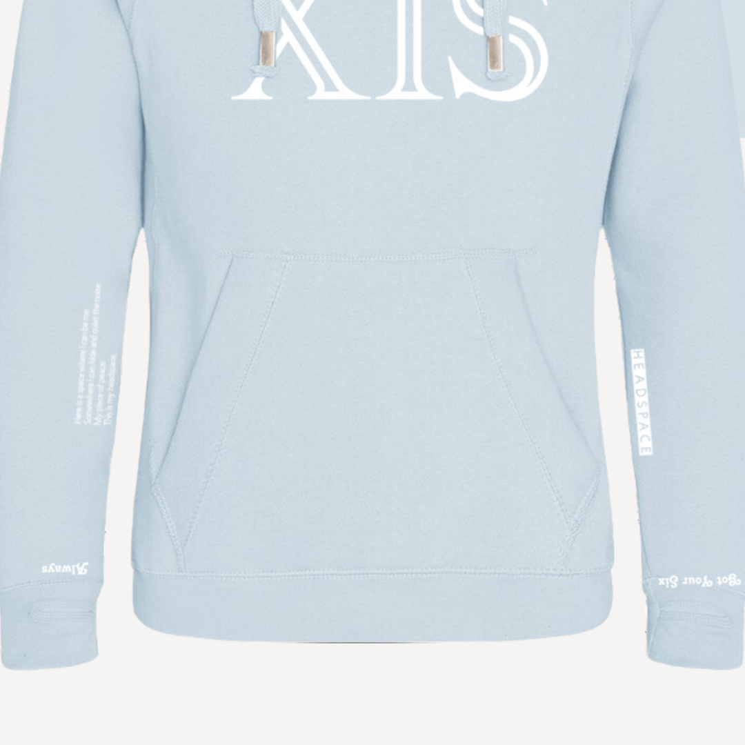 CALM | Light Blue Cross Neck Hoodie | Heavyweight Any Gender Hoodie