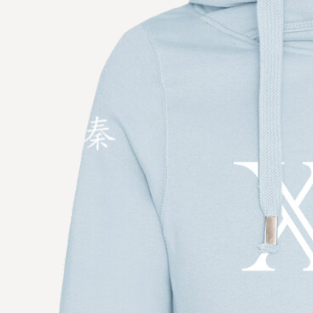 CALM | Light Blue Cross Neck Hoodie | Heavyweight Any Gender Hoodie