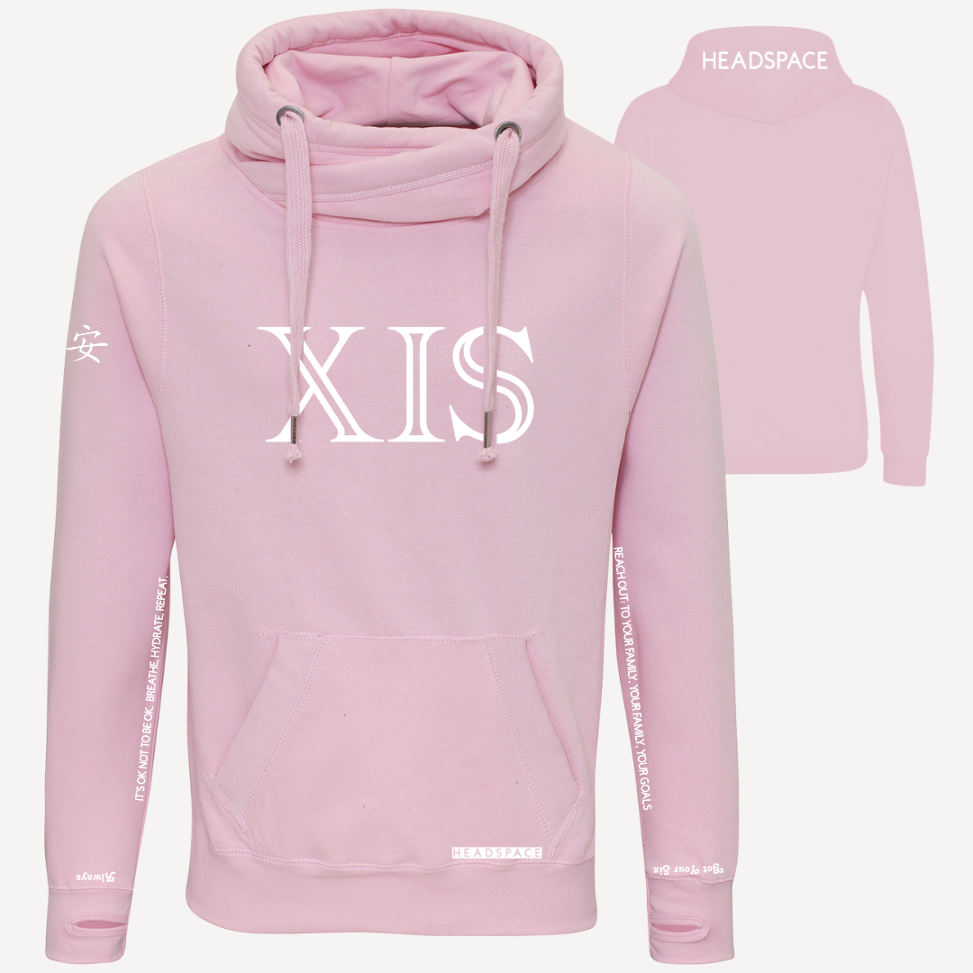 SAFE | Baby Pink Cross Neck Hoodie | Heavyweight Any Gender Hoodie