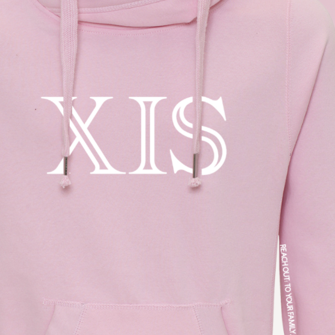 SAFE | Baby Pink Cross Neck Hoodie | Heavyweight Any Gender Hoodie