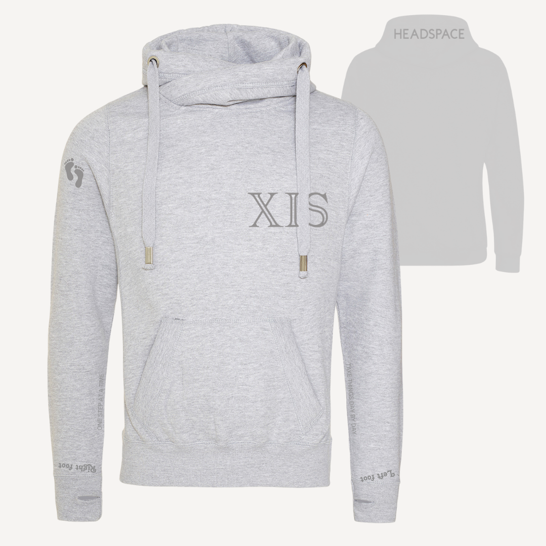 STEPS | Light Grey Cross Neck Hoodie | Heavyweight Any Gender Hoodie