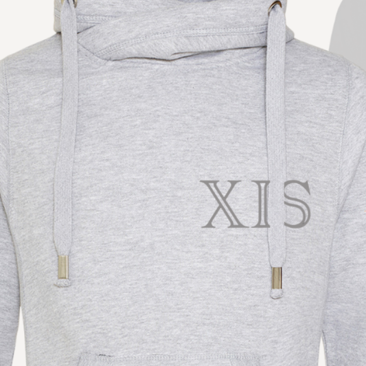 STEPS | Light Grey Cross Neck Hoodie | Heavyweight Any Gender Hoodie