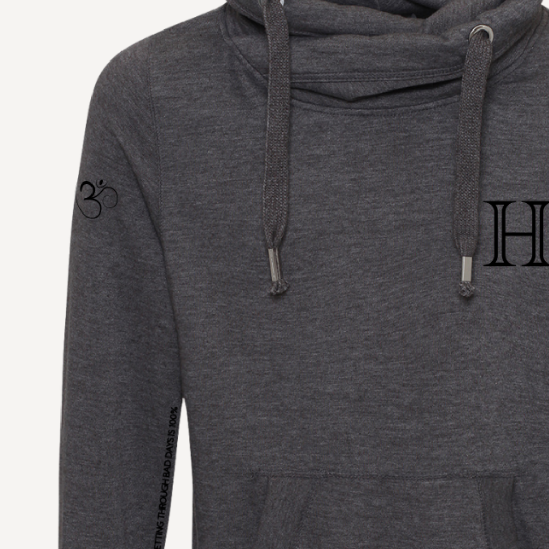 STRENGTH | Charcoal Cross Neck Hoodie | Heavyweight Any Gender Hoodie
