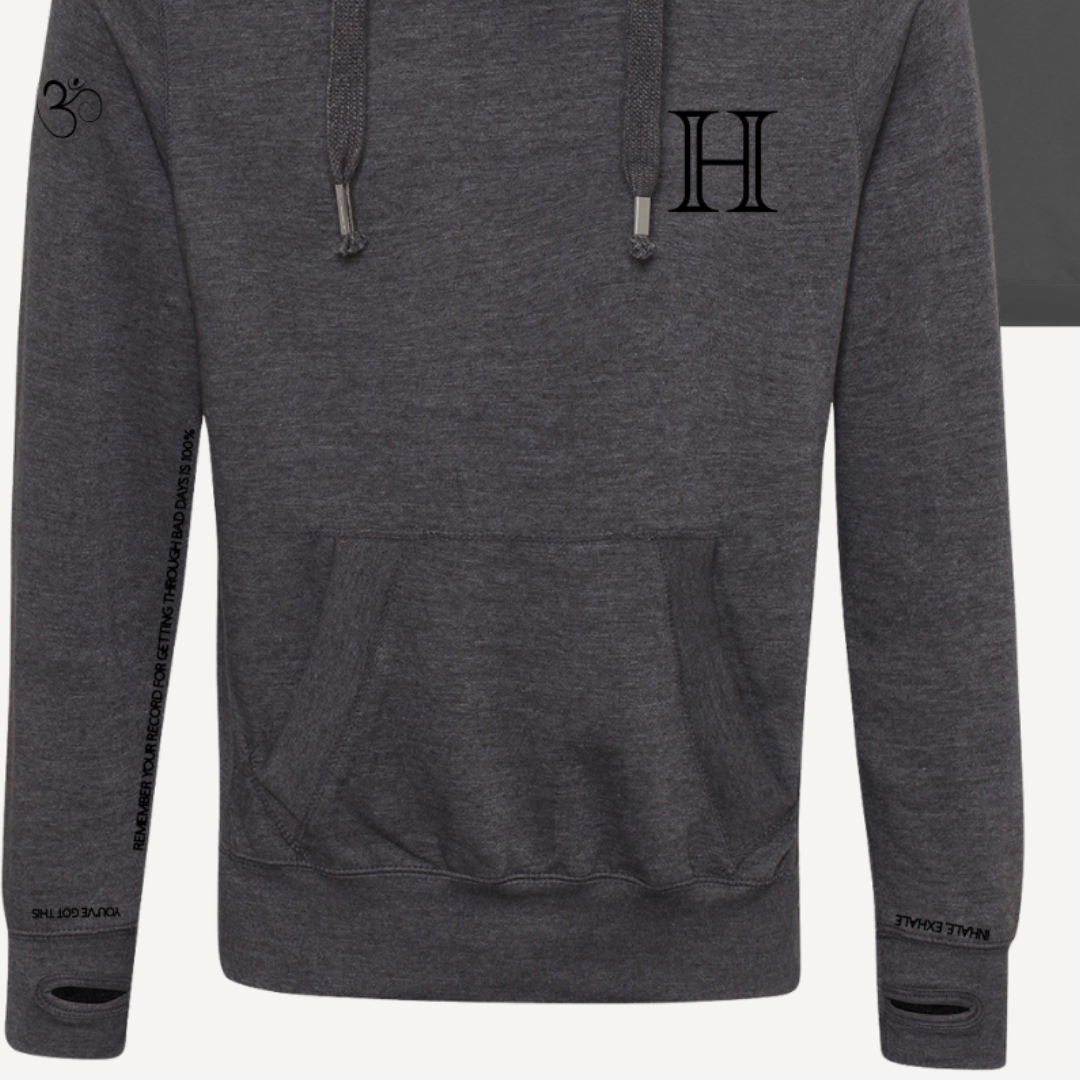 STRENGTH | Charcoal Cross Neck Hoodie | Heavyweight Any Gender Hoodie