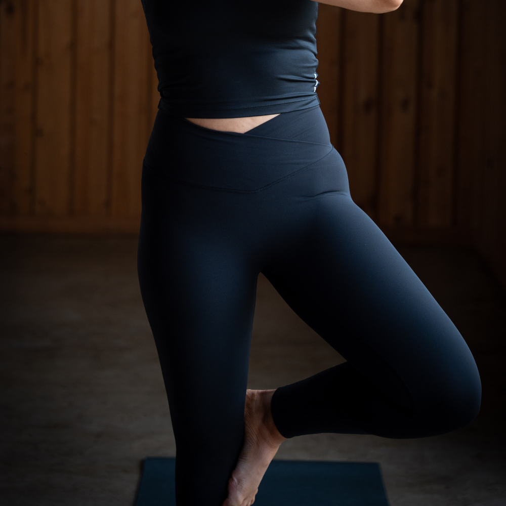 Stretch Collection | Cross Front Yoga Pants | Black