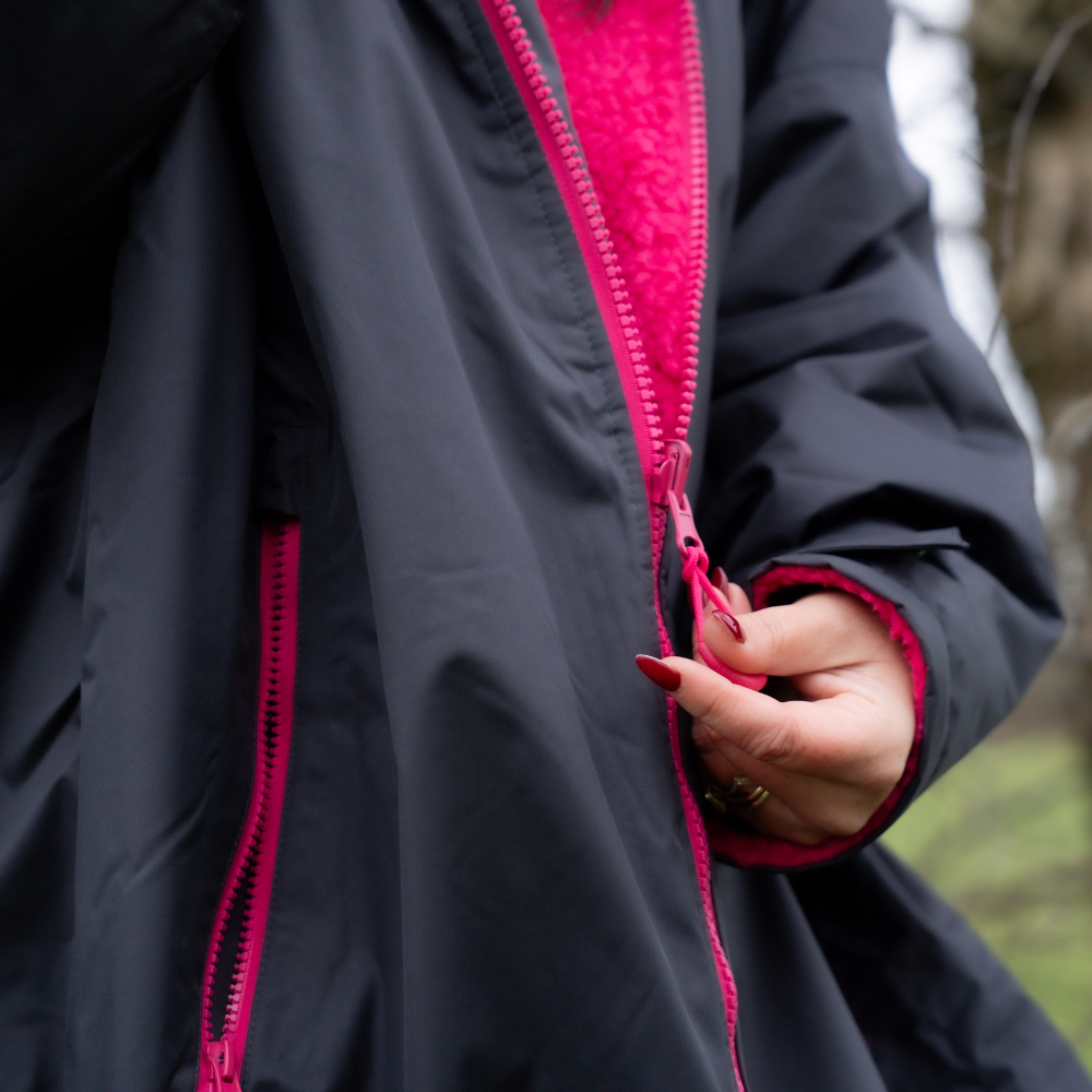 Selfies Collection | Headspace All Weather Coat | Charcoal and Hot Pink