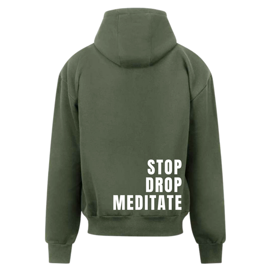 Stop Drop Meditate Range | Mental Health Hoodie | Khaki