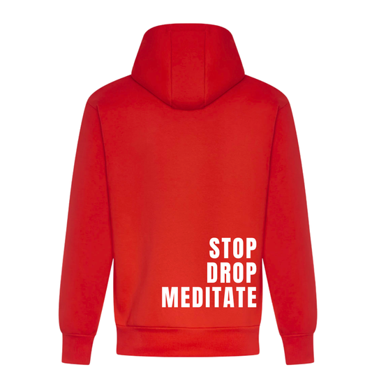 Stop Drop Meditate Range | Mental Health Hoodie | Red