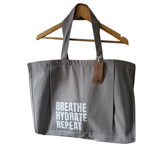 Strength Collection | Breathe Hydrate Repeat Yoga Bag | Grey