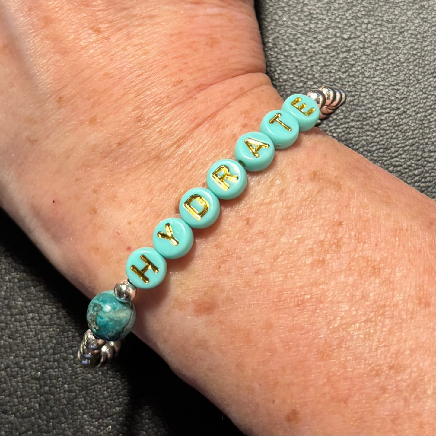 HYDRATE Bracelet | Got Your Six BSpoke Bracelet | Silver and Aqua Bracelet