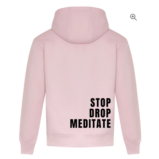 Stop Drop Meditate Range | Mental Health Hoodie | Baby Pink