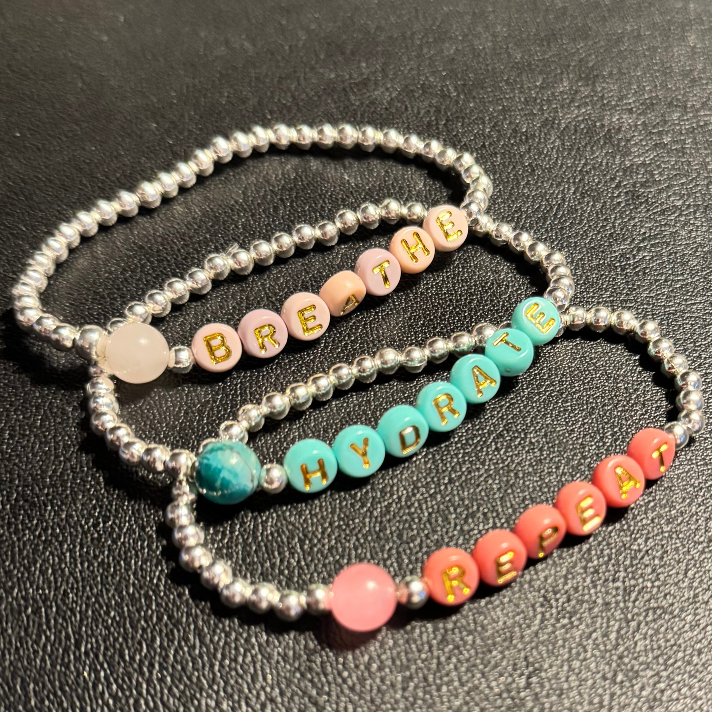 HYDRATE Bracelet | Got Your Six BSpoke Bracelet | Silver and Aqua Bracelet