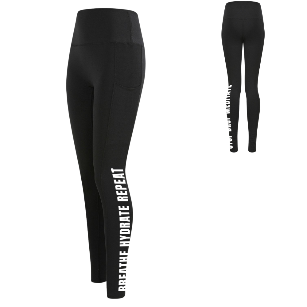 Breathe Hydrate Repeat Range | Black Fitted Leggings | Adult Leggings