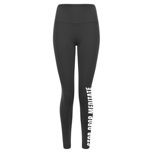 Stop Drop Meditate Range | Black Fitted Leggings | Adult Leggings