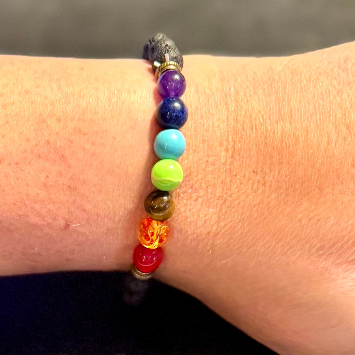 Chakra Bracelet | Got Your Six BSpoke Bracelet | Black Lava and Multi Beads Bracelet