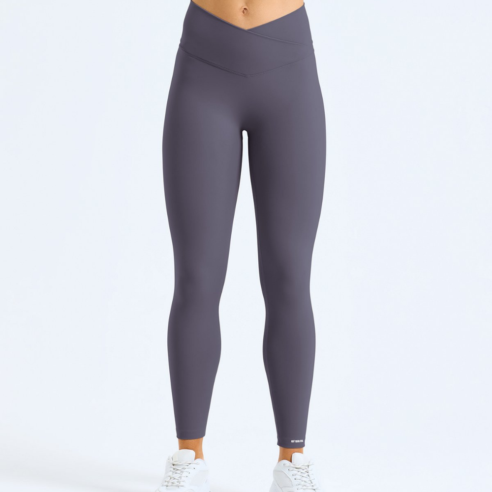 Stretch Collection | Cross Front Yoga Pants | Charcoal