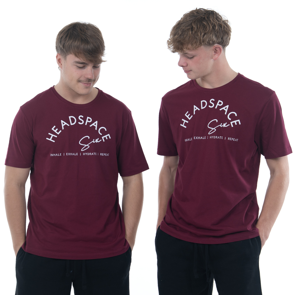 Simple T-shirt | HEADSPACE | Maroon and White
