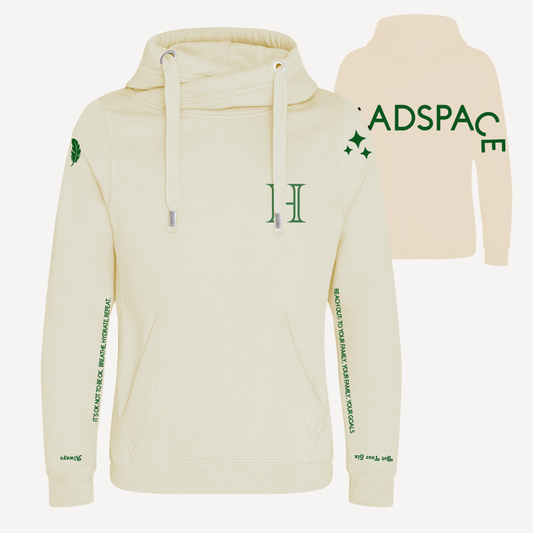 ALWAYS | Vanilla & Khaki Cross Neck Hoodie | Heavyweight Any Gender Hoodie