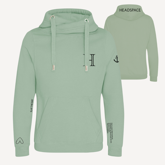 ANCHOR | Dusty Green Cross Neck Hoodie | Heavyweight Any Gender Hoodie