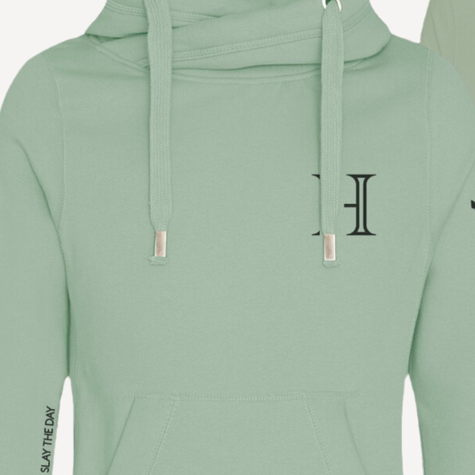 ANCHOR | Dusty Green Cross Neck Hoodie | Heavyweight Any Gender Hoodie