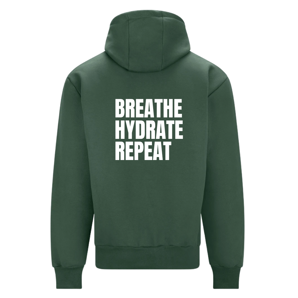 Strength Collection | Breathe Hydrate Repeat Hoodie | Bottle Green