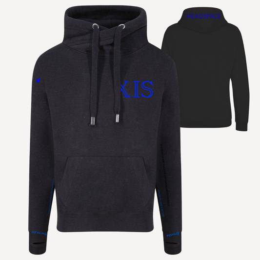 BREATH | Black Smoke Cross Neck Hoodie | Heavyweight Any Gender Hoodie