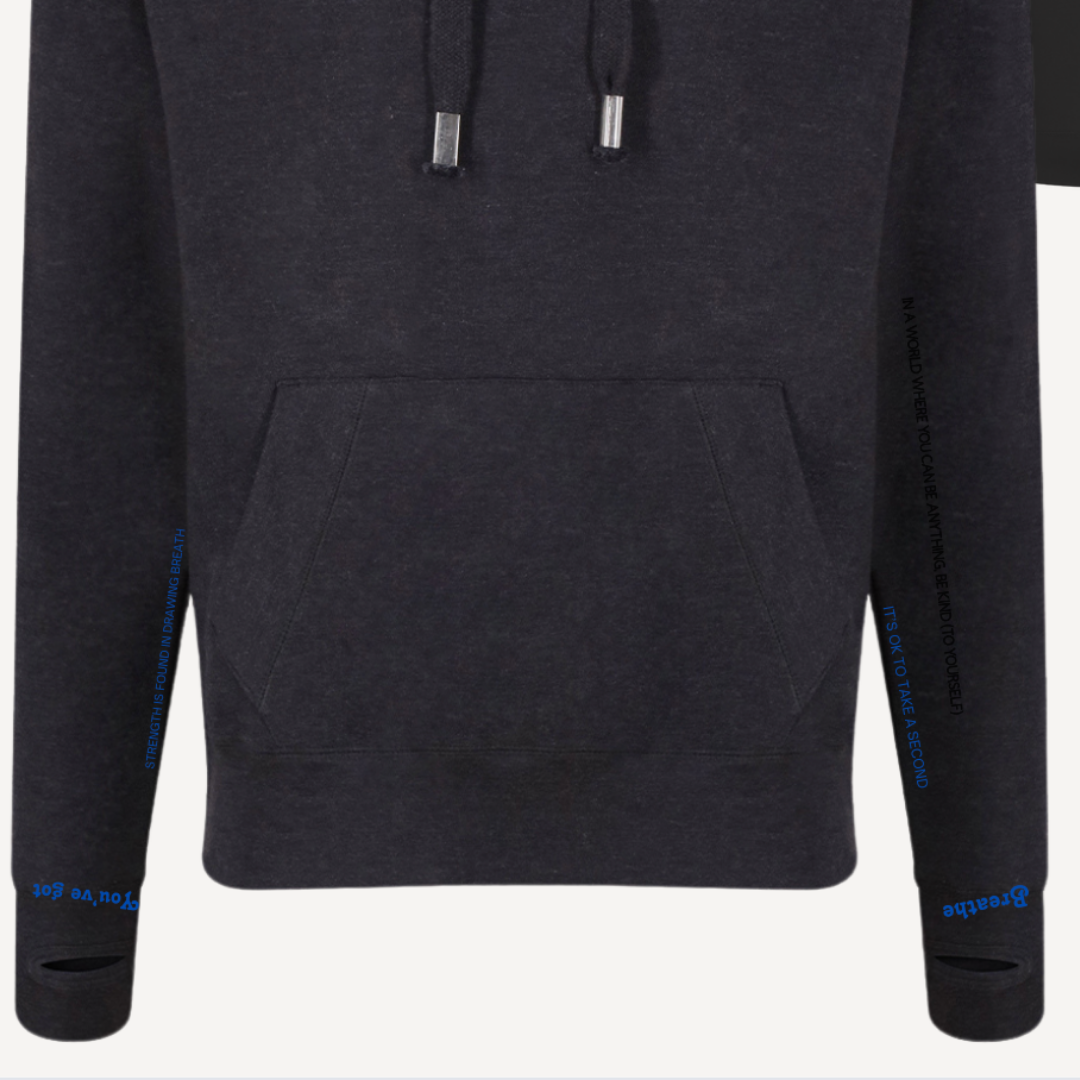 BREATH | Black Smoke Cross Neck Hoodie | Heavyweight Any Gender Hoodie