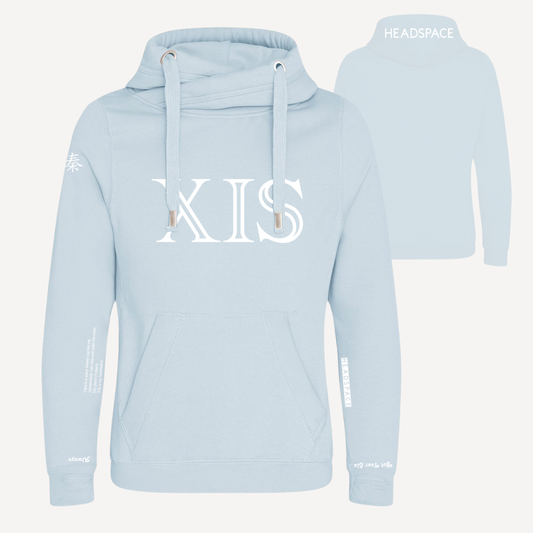CALM | Light Blue Cross Neck Hoodie | Heavyweight Any Gender Hoodie