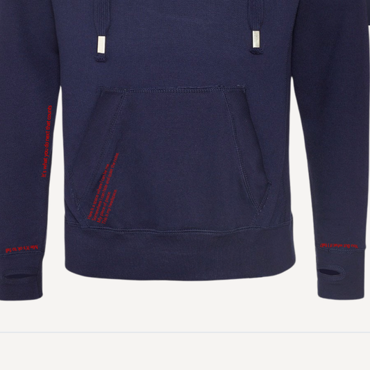 REACH | Navy & Red Cross Neck Hoodie | Heavyweight Any Gender Hoodie