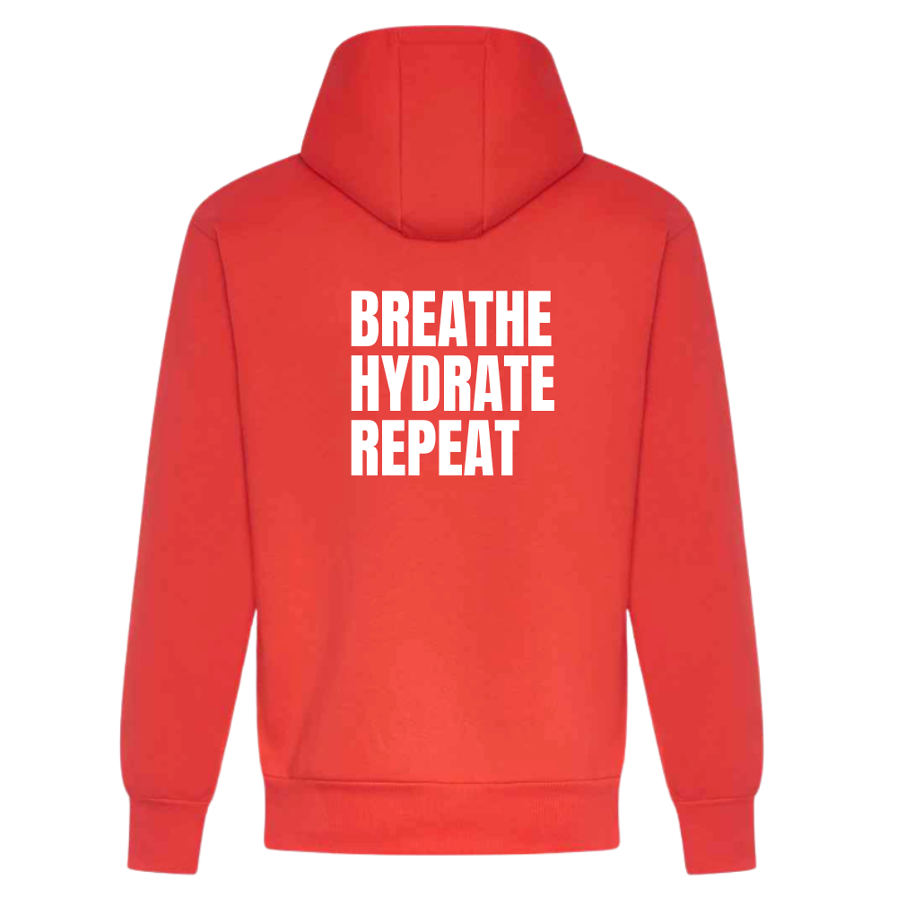 Strength Collection | Breathe Hydrate Repeat Hoodie | Soft Red