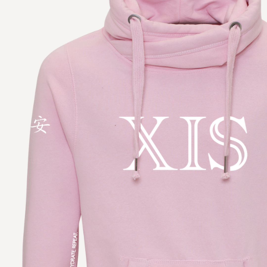 SAFE | Baby Pink Cross Neck Hoodie | Heavyweight Any Gender Hoodie