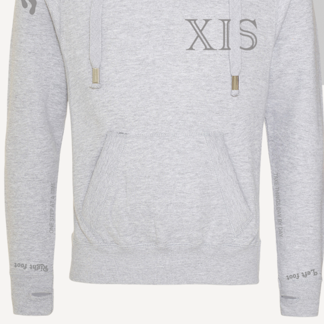 STEPS | Light Grey Cross Neck Hoodie | Heavyweight Any Gender Hoodie